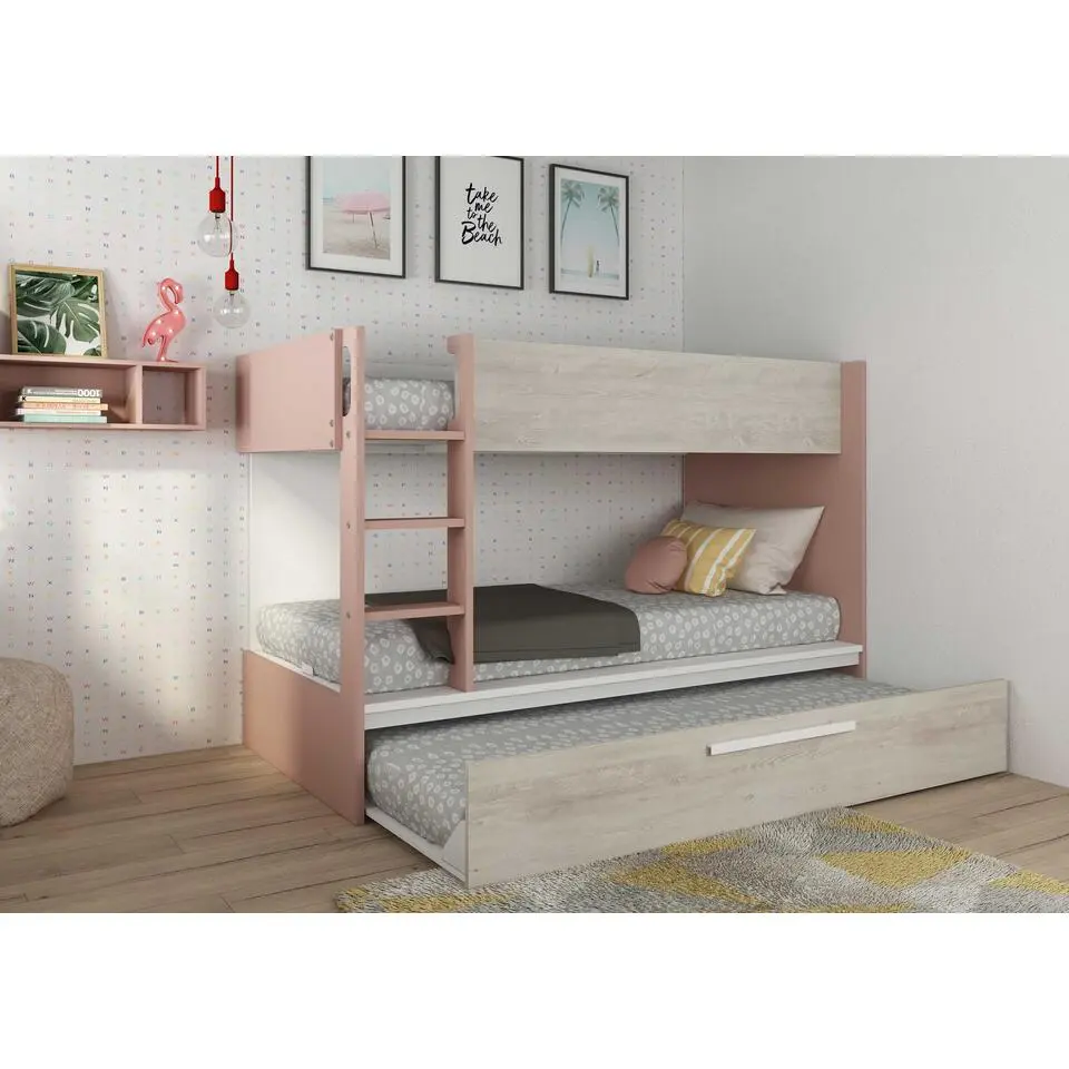 Stapelbed Cassie 90x200 met bedlade - oudroze