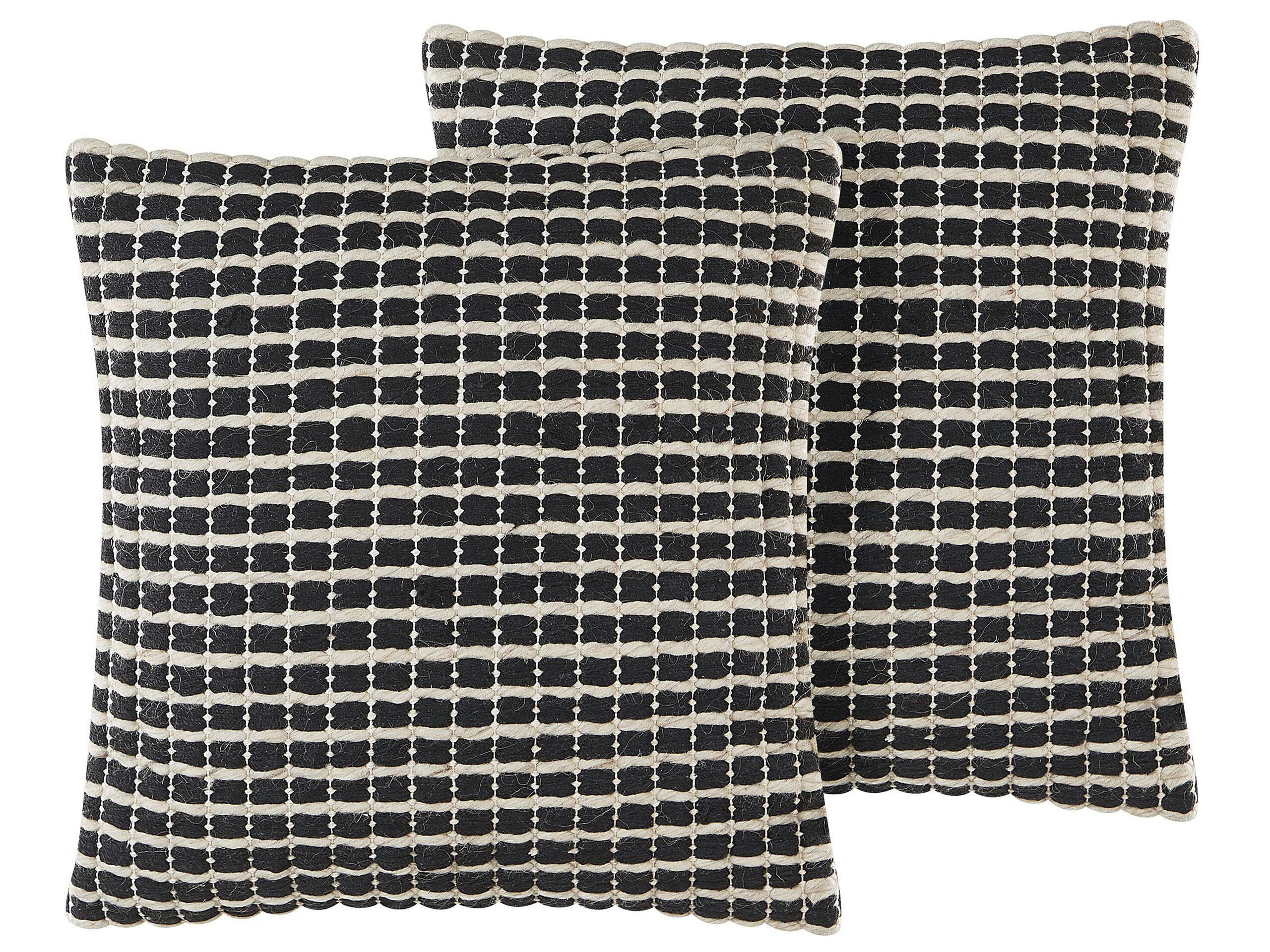YONCALI - Lot de 2 coussin décoratifs en tissu noir 45x12cm