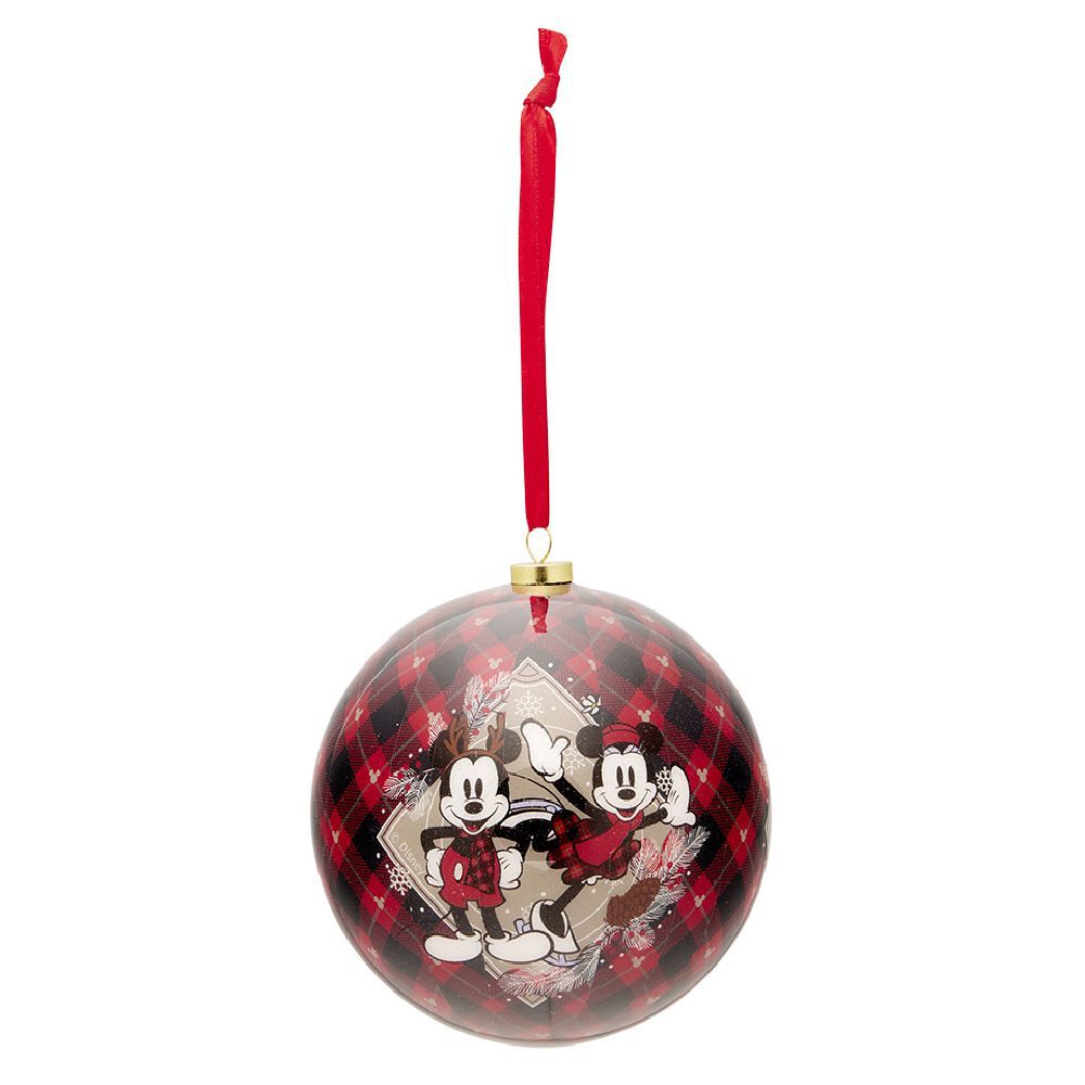 Boule de No&euml;l Disney Minnie Mickey rouge et noire Ø10cm