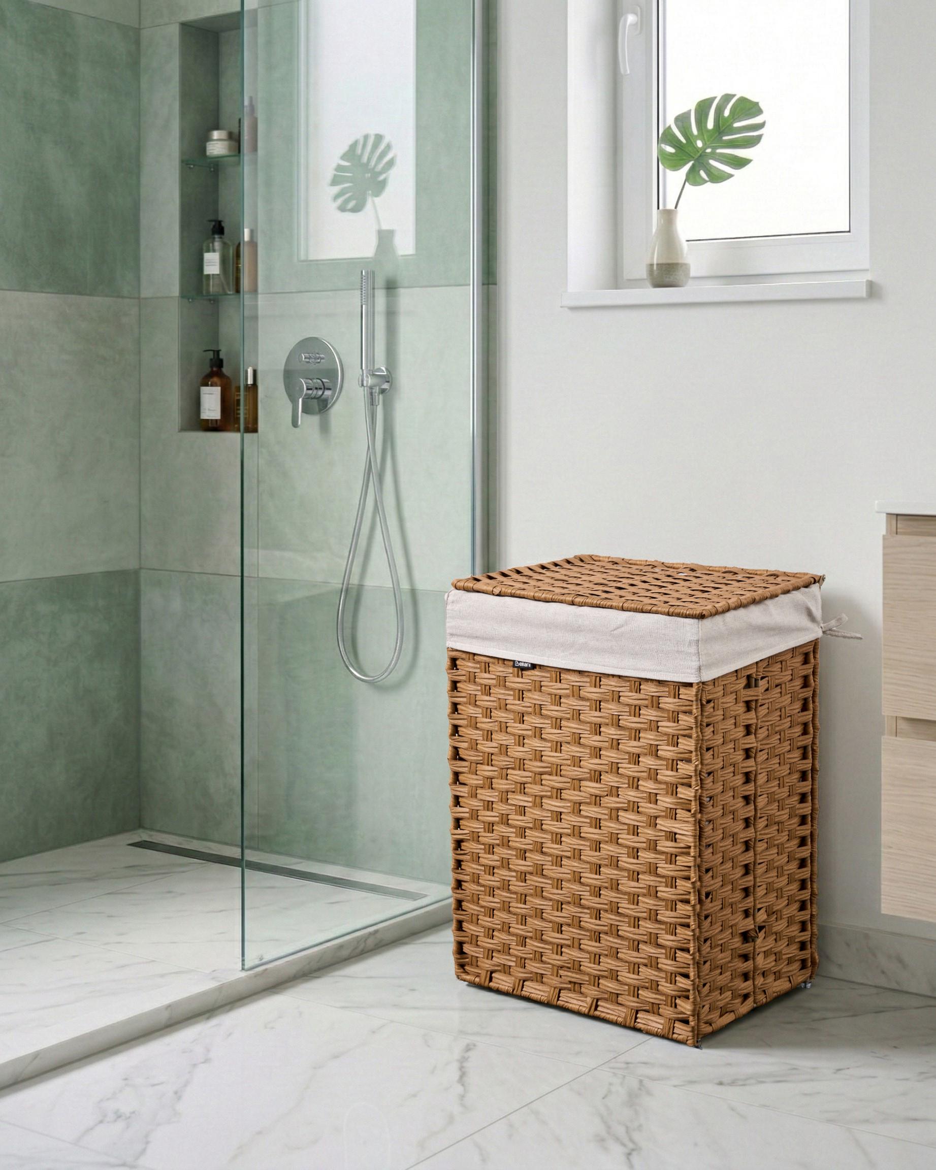 Laundry Basket with Lid MUCUBAJI Fabric Brown 83 L