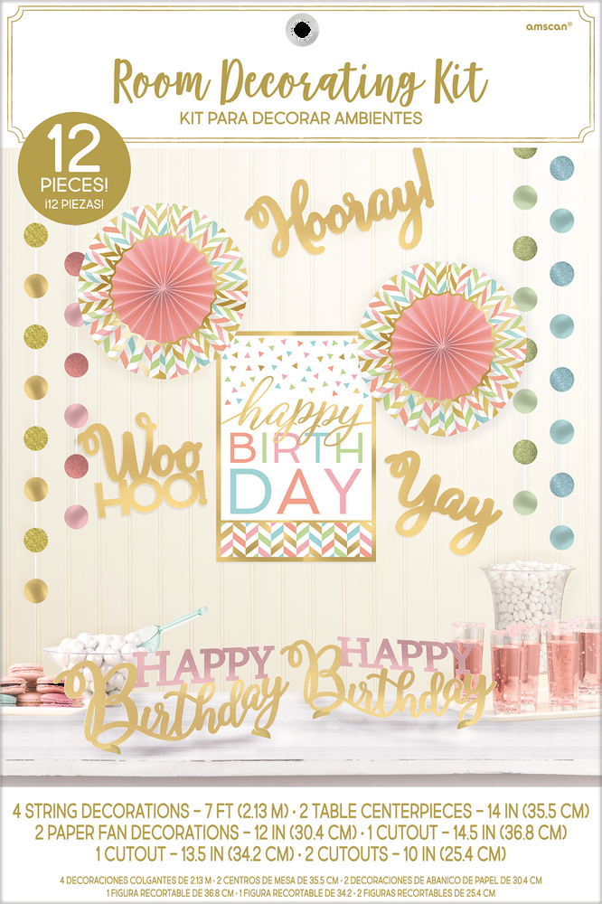Confetti Fun Birthday Room Decorating Kit, 12-pc