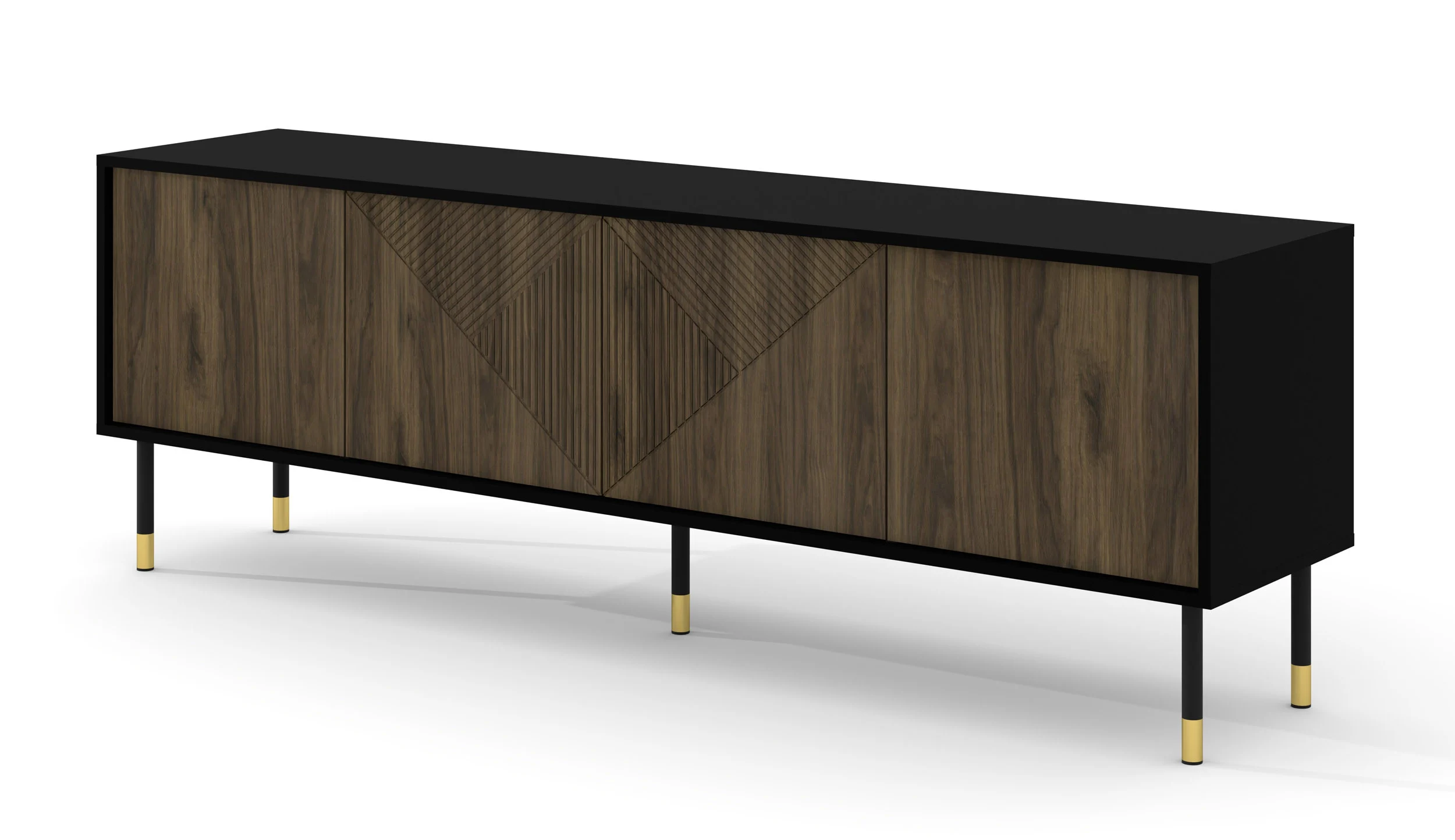 Szafka RTV WOODY 180 cm 4D czarny mat/orzech pacific