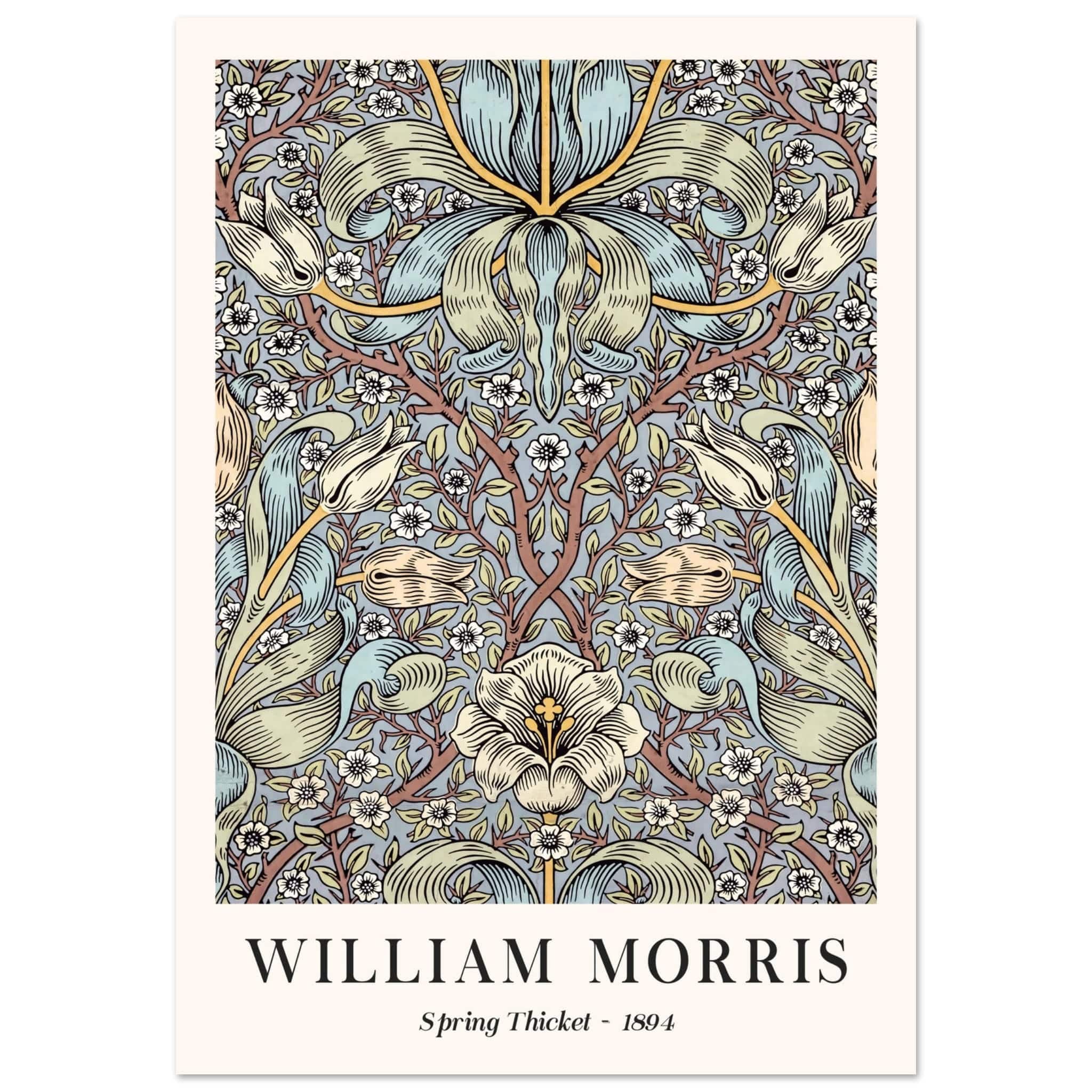 Artfulprints Poster William Morris - Spring thicket 1884  - 70x100 cm - Blauw