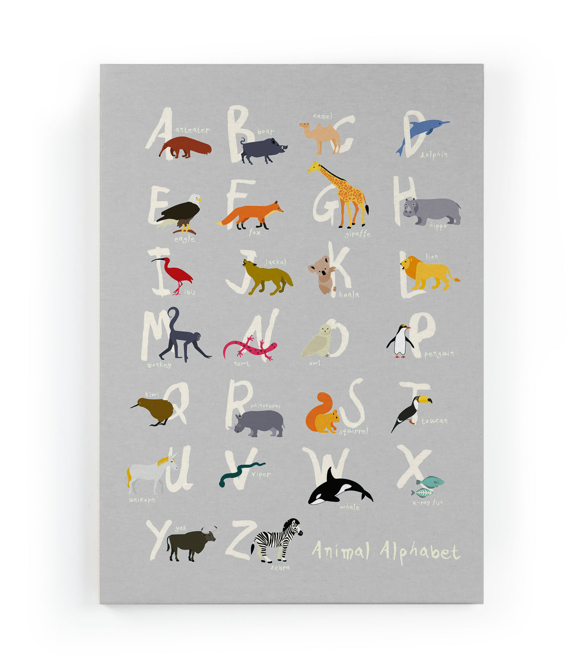 Canvas 60x40 Afdruk Dierenalfabet