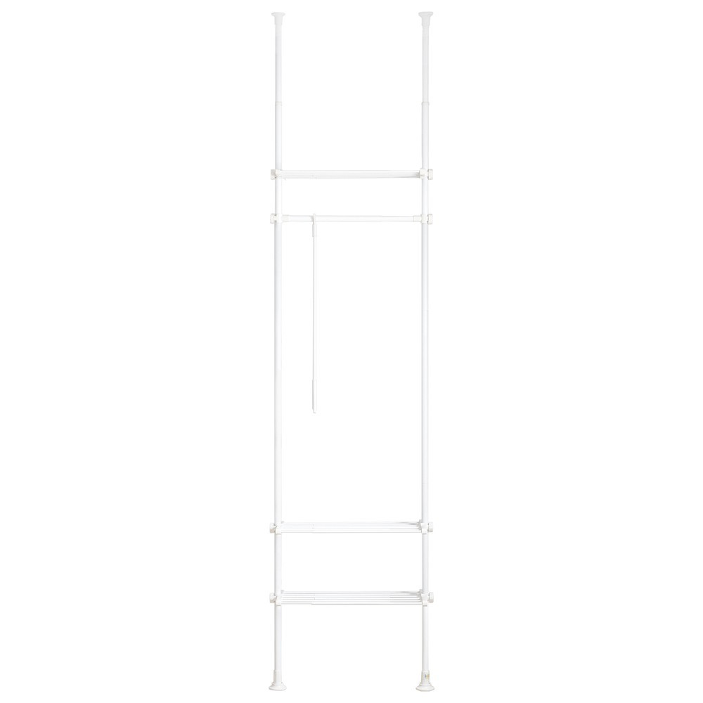 SoBuy Stojak na ubrania z półką Biały 80x27x300cm Funkcjonalny KLS07-W