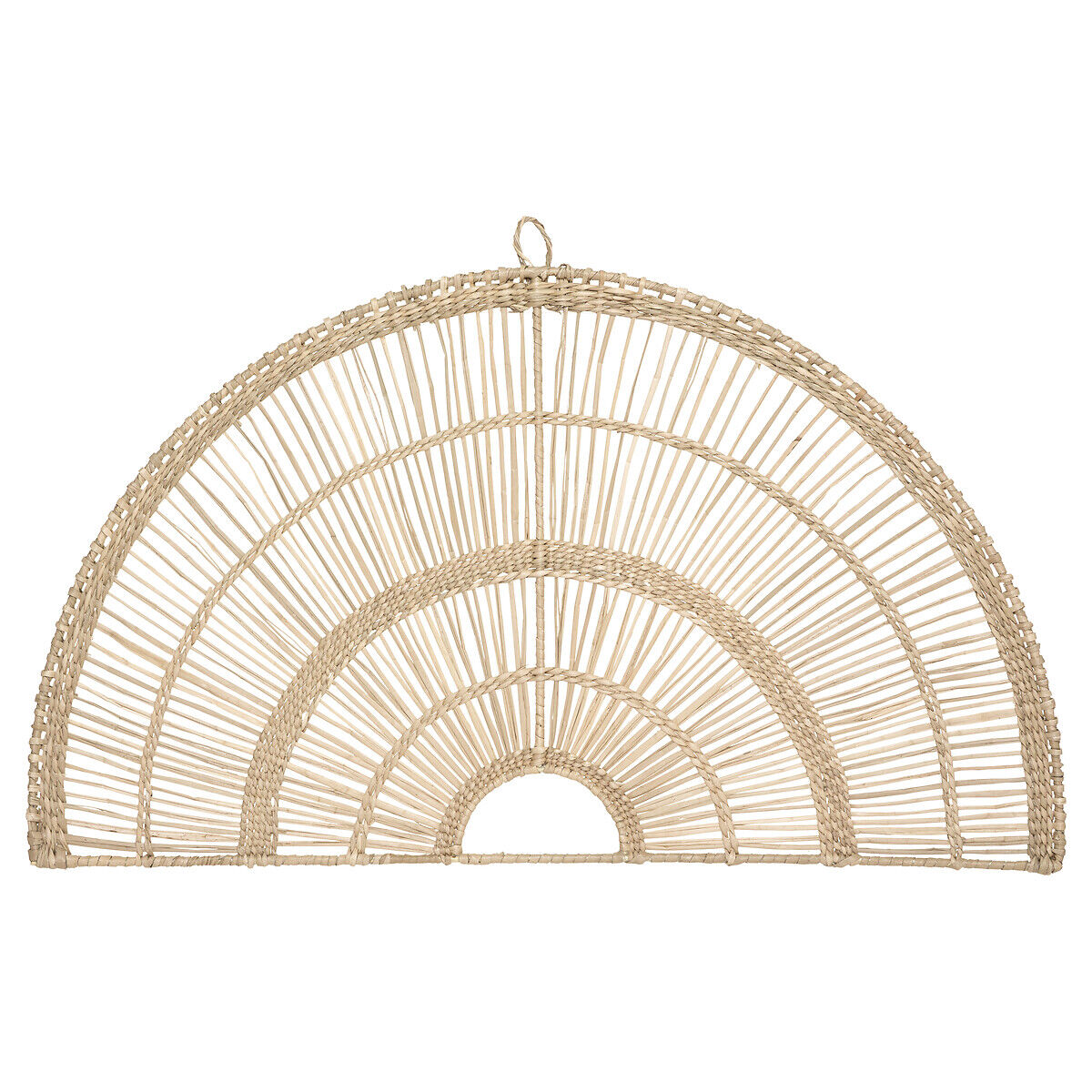 Leque decorativo bege em seagrass arc