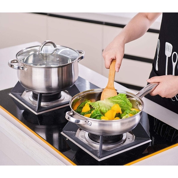 Heim Concept Silver 12-piece Stainless Steel Cookware Set w/Glass Lid