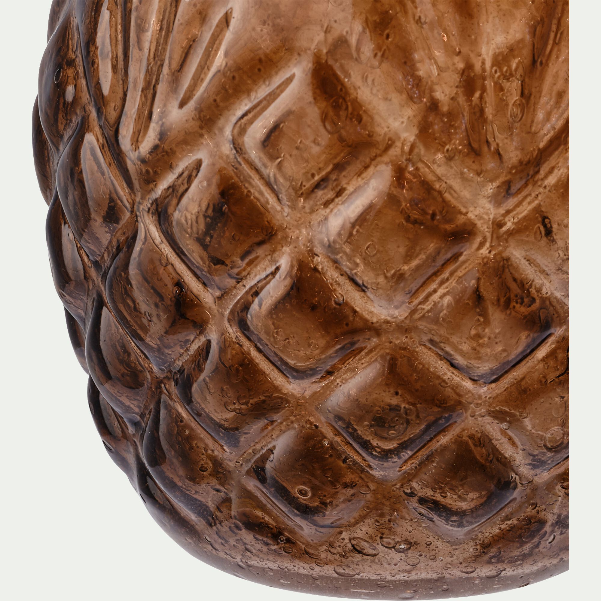 HEGRADE - Vase bouteille en verre bullé - terre fumée D8,5xH18cm