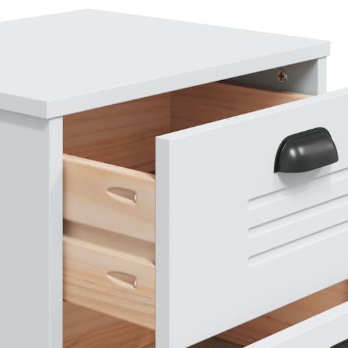 NNEVL Bedside Cabinet VIKEN White Solid Wood Pine