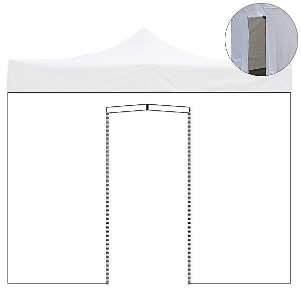 Auvent latéral blanc imperméable de 2x2 m avec porte enroulable pour tonnelle pliante