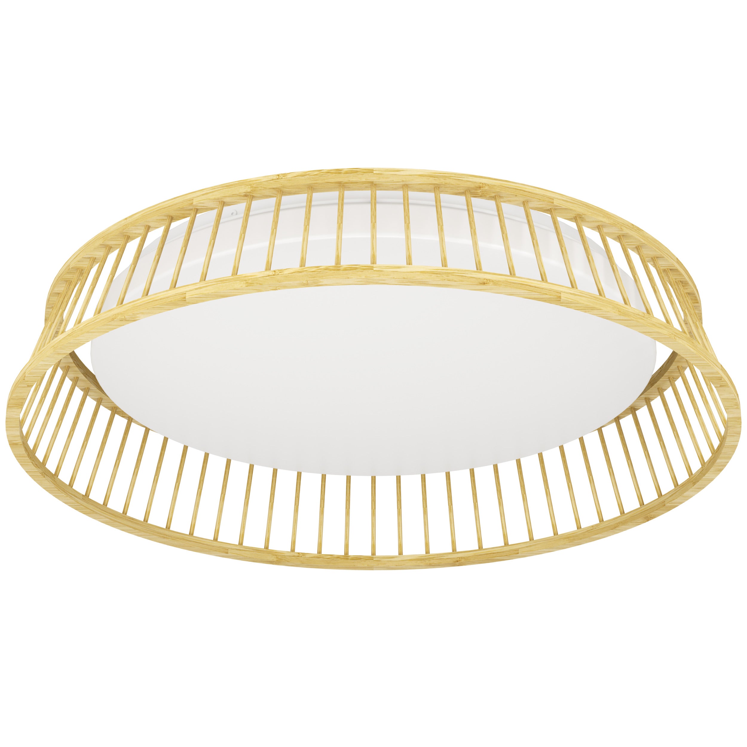 EGLO plafondlamp Luppineria - led - ø 45 cm - bruin/wit - hout