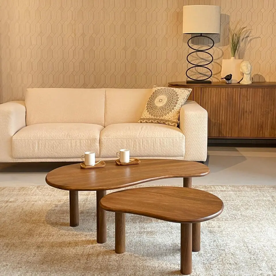 Salontafel Organisch - Naturel Mangohout - Set Van 2 - Nubi