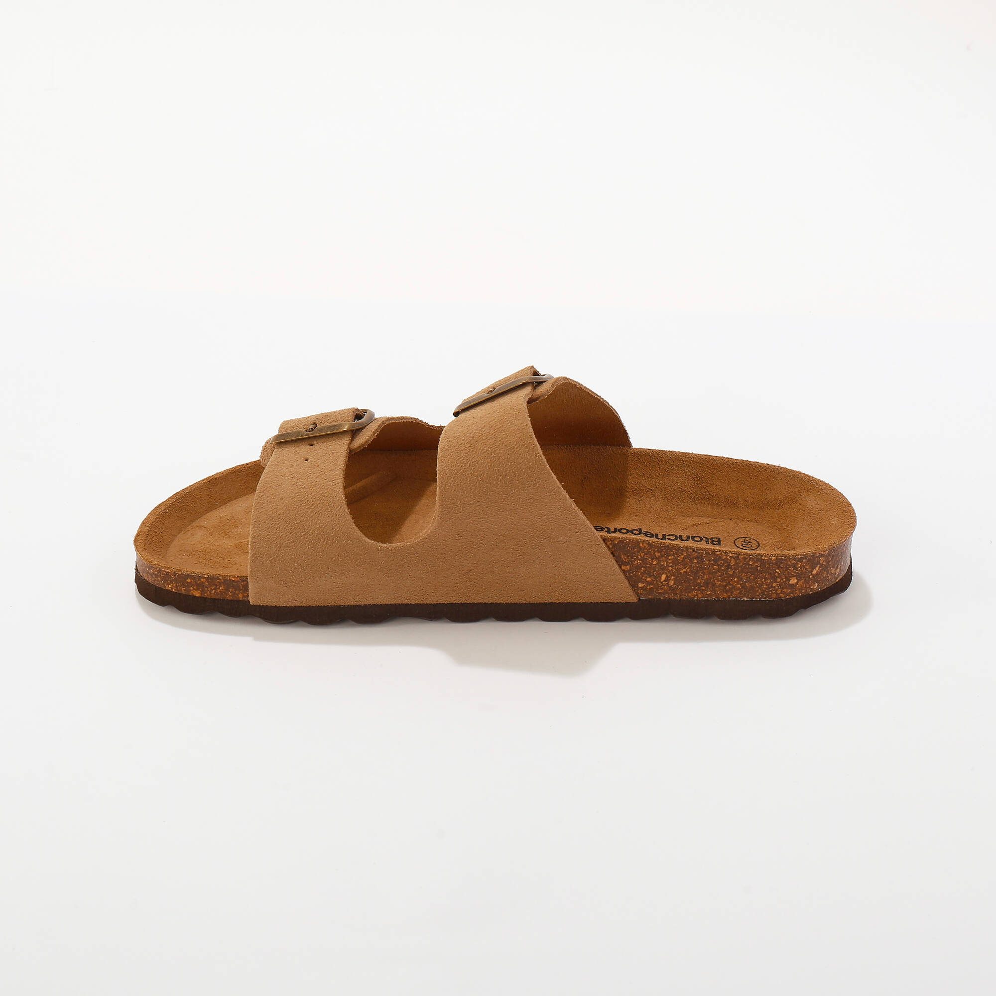 Mules cuir à boucles réglables - marron