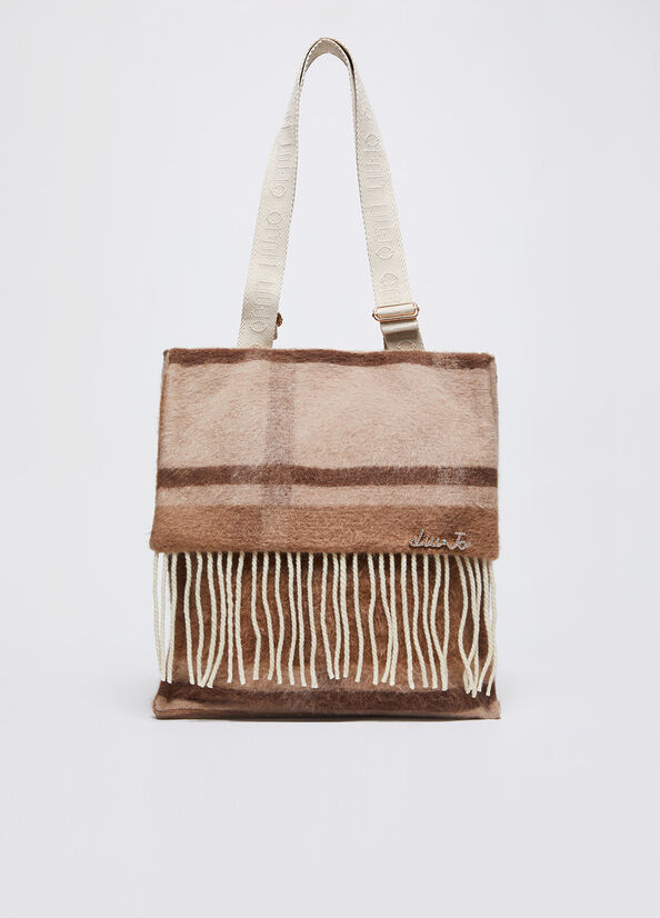 Shopping bag media in misto lana
