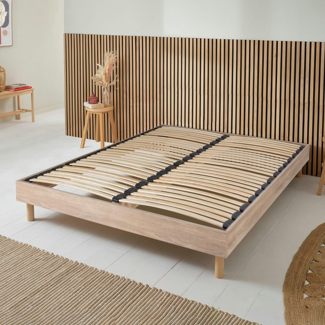 NATURE - Sommier à lattes en kit bois couleur naturelle 160x200