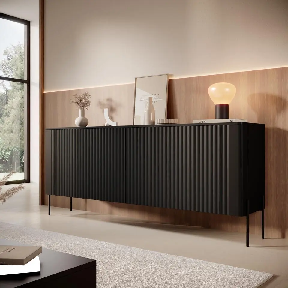 Meubella - Vivi - Dressoir - Zwart - 190 cm