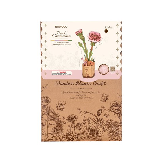 Rowood Pink Carnation Wooden Flower Kit