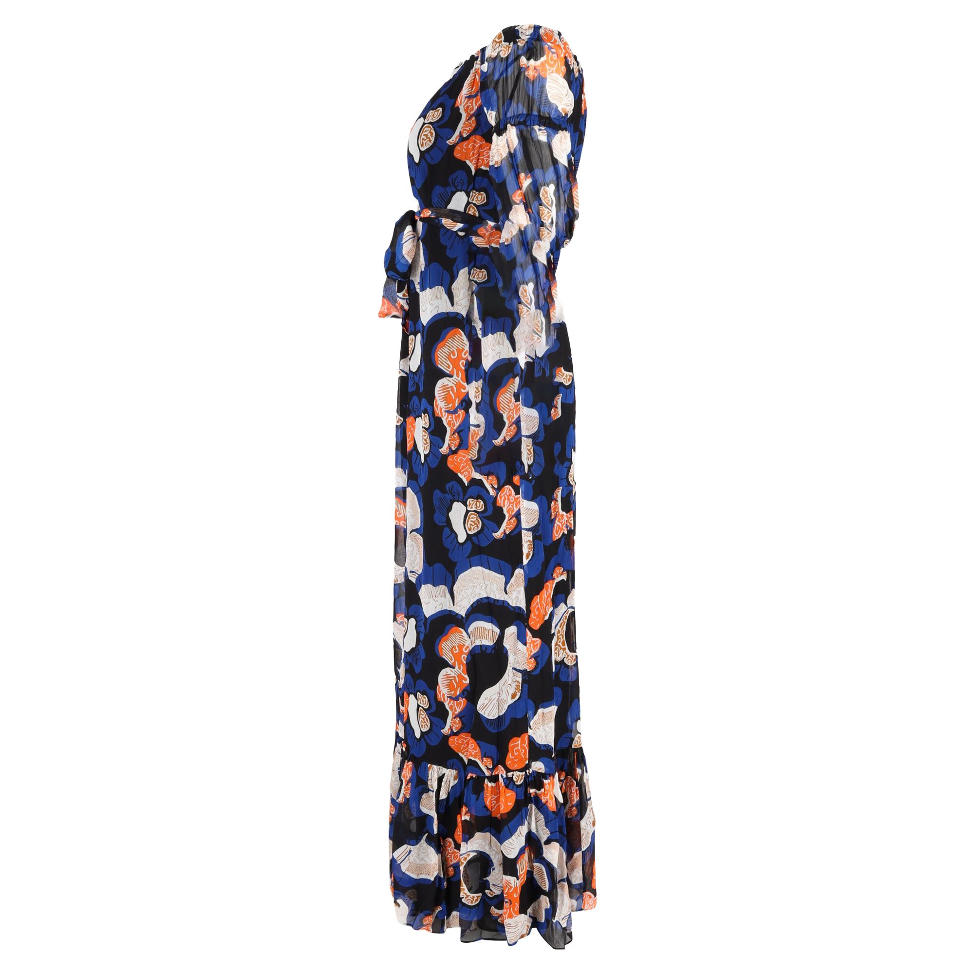 Diane Von Furstenberg Preloved Ashley Off Shoulder Belted Dress in Multicolor Viscose