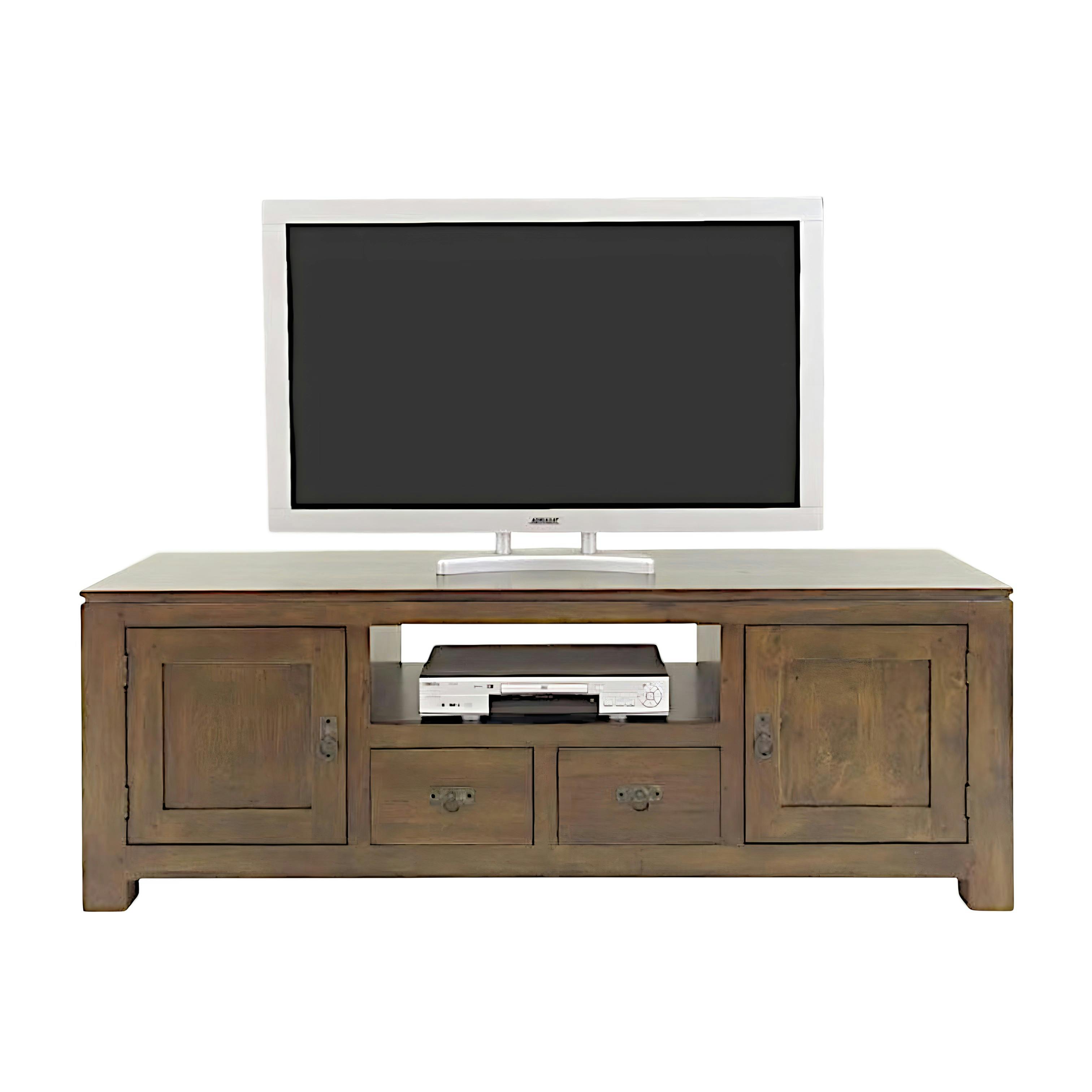 Meuble TV 4 portes hévéa 160cm HELENA