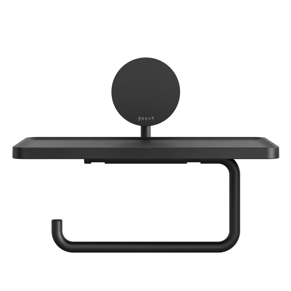 Geesa Opal Toiletrolhouder met Planchet - Zwart