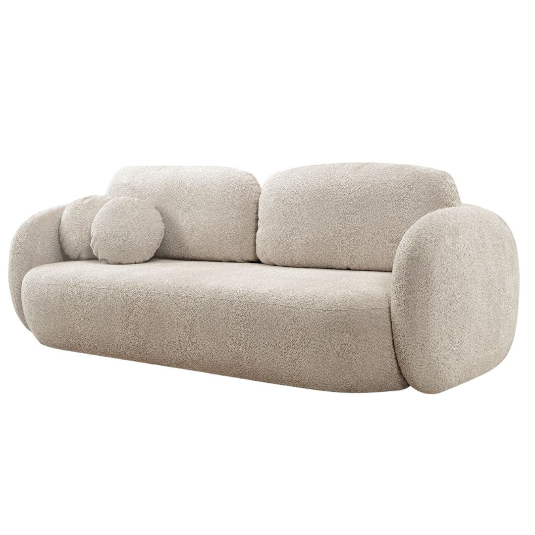 Beżowa sofa 3-osobowa z pojemnikiem na pościel OLIS