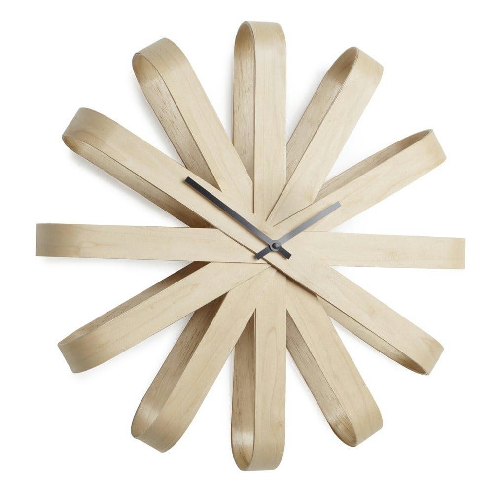 RIBBON - Horloge ribbonwood bois beige
