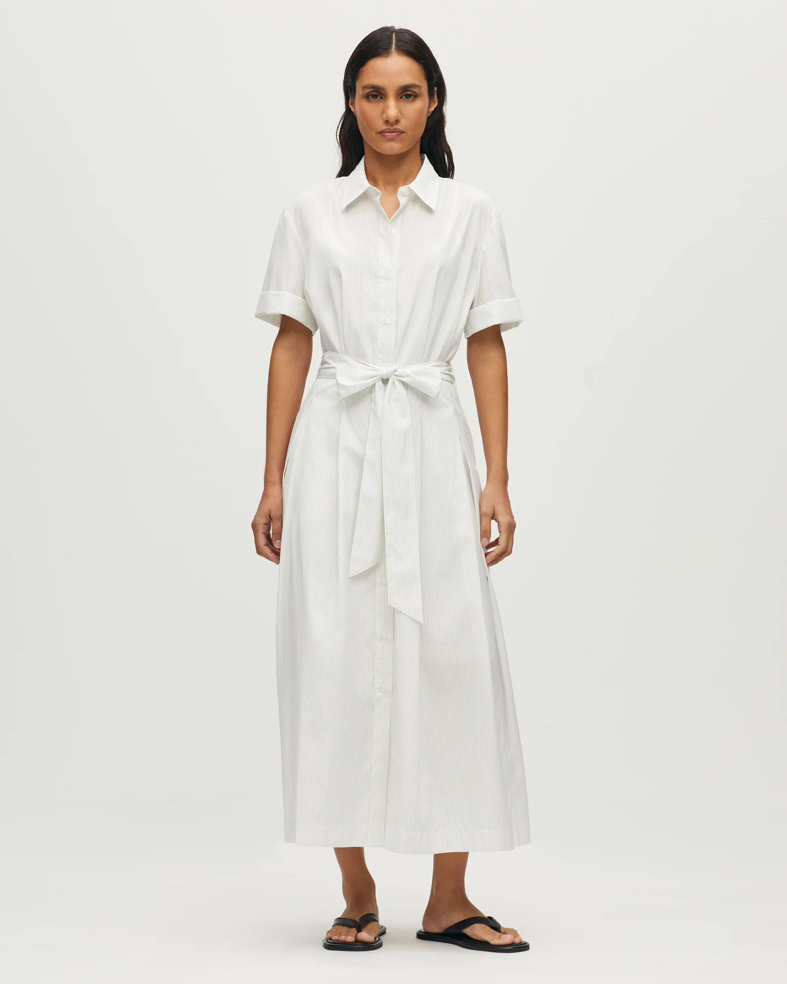 Robe chemise longue à rayures