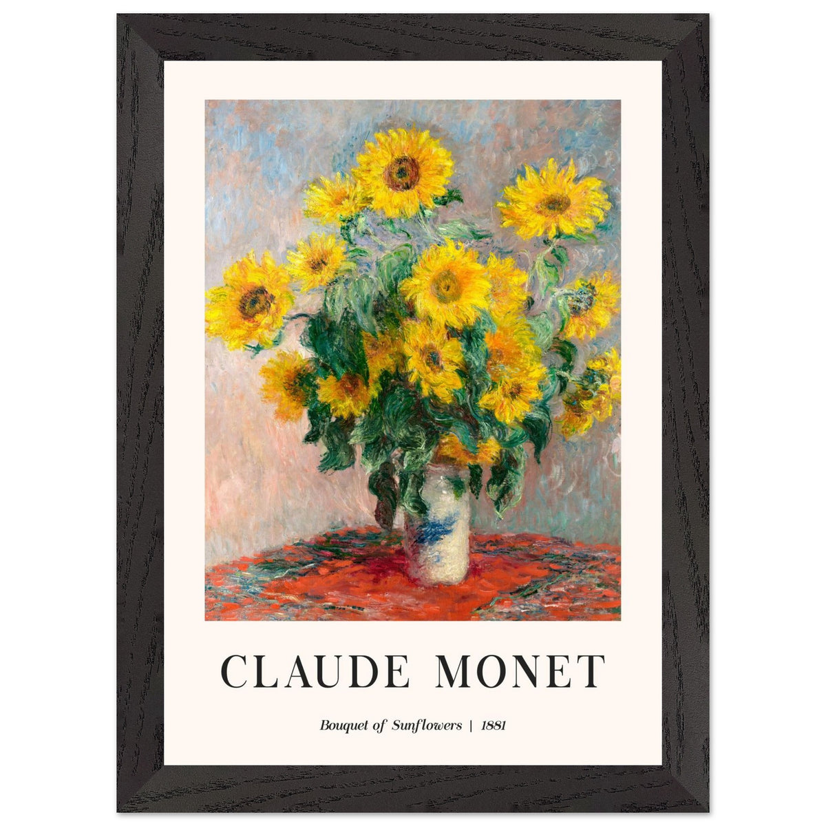 Artfulprints Poster met Lijst Claude Monet - Bouquet of sunflowers  - A4 21x29.7 cm - Geel