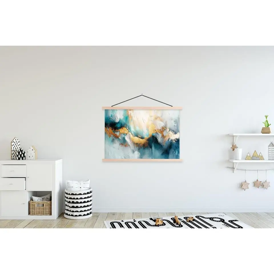 MuchoWow - Schoolplaat/ wandhanger - Abstract - Kunst - Gold - Blauw -