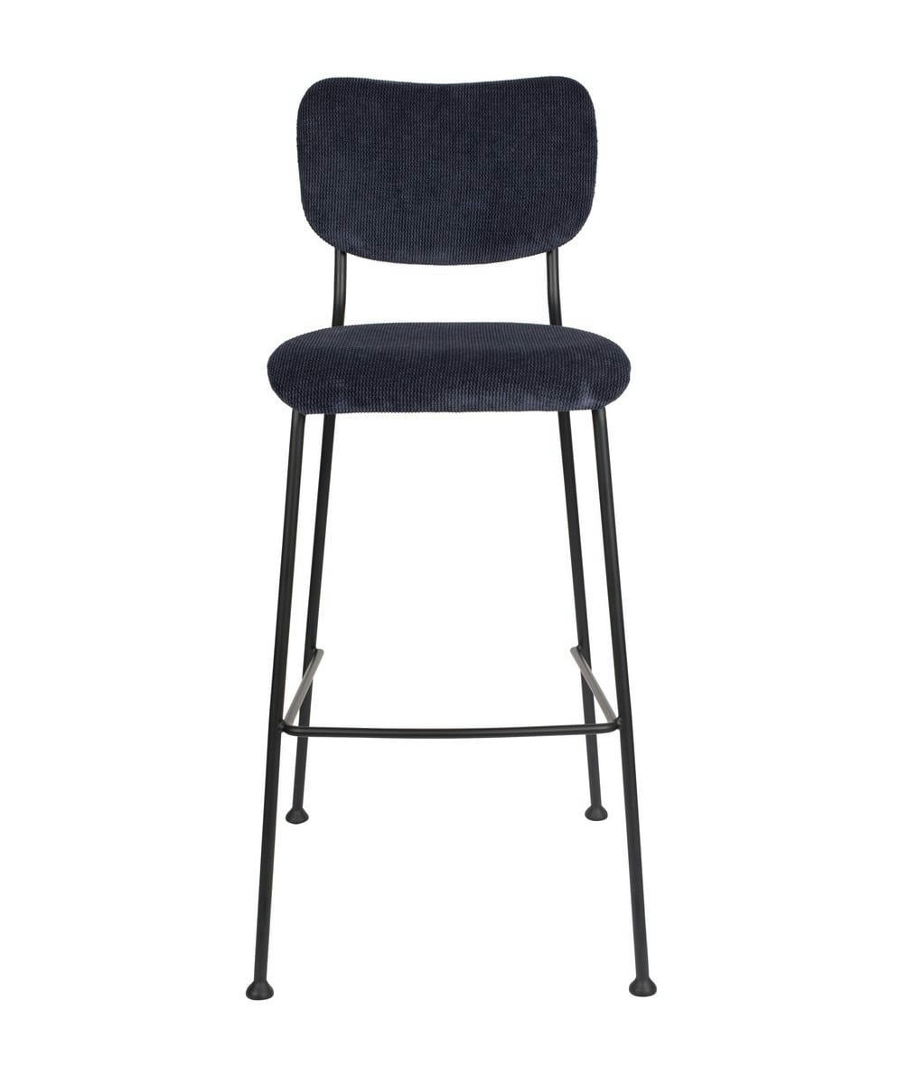 BENSON - Tabouret de bar rétro en velours bleu