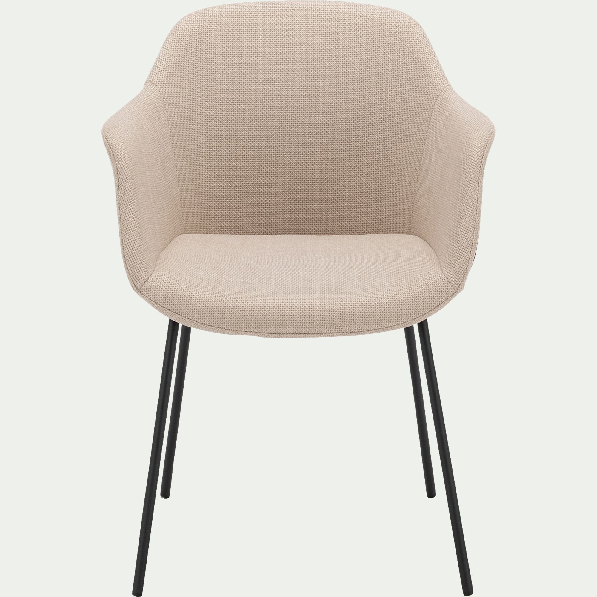 CHLOE - Chaise de repas avec accoudoirs en tissu - beige alpilles
