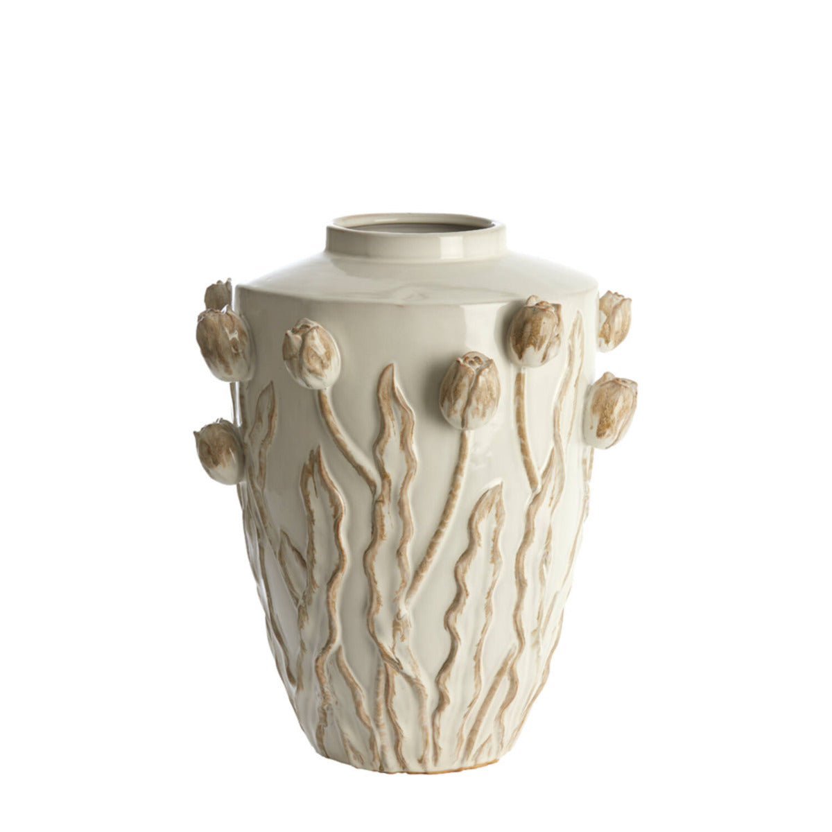 Light & Living - Juana vaas deco Ø38x45 cm keramiek - crème