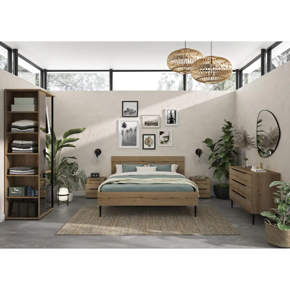 Tweepersoonsbed Lucian - 160 x 200 cm - Helvezia Oak-design