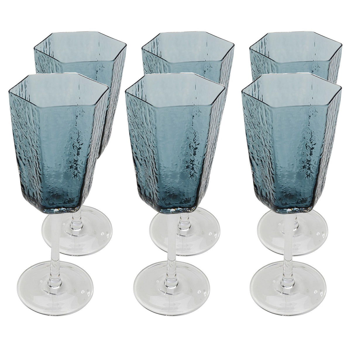 Kare Design Wijnglazen Wit Cascata blauw (6/Set)
