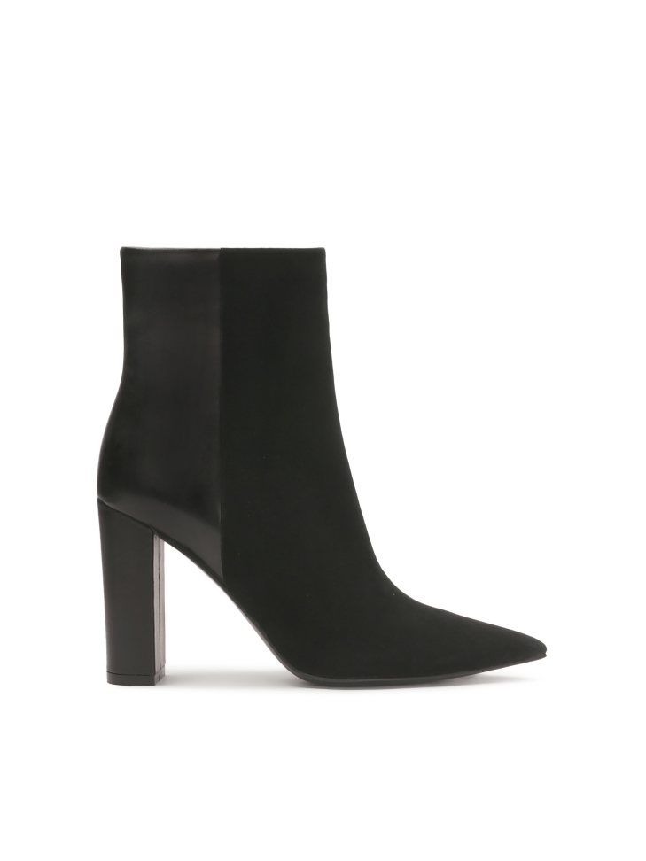 Black suede and smooth leather boots