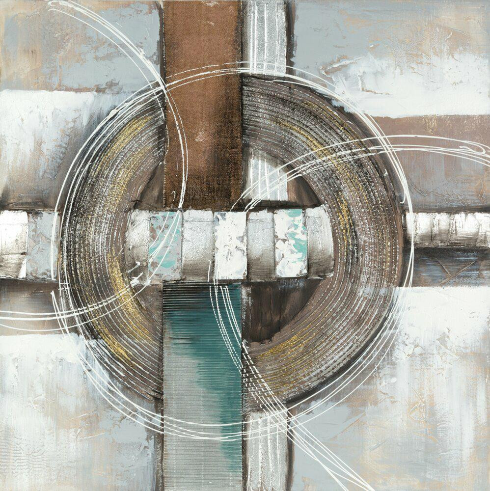 Obraz GEO 555A 80x80cm Loft Turkus Beż Ręcznie Malowany