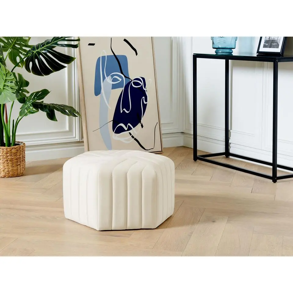 MURIETTA - Poef - Wit - Fluweel