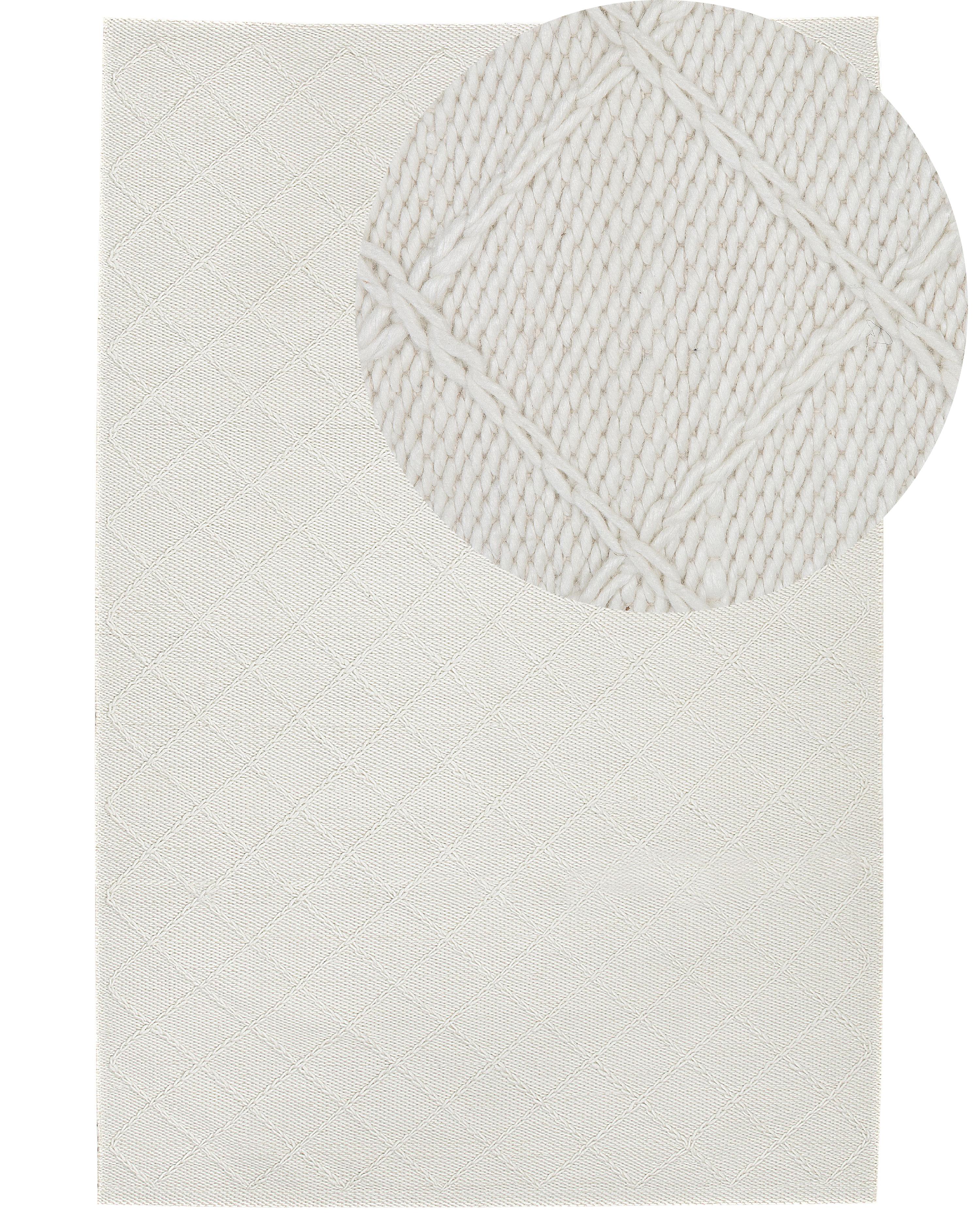 Rug ELLEK White 140 x 200 cm Wool