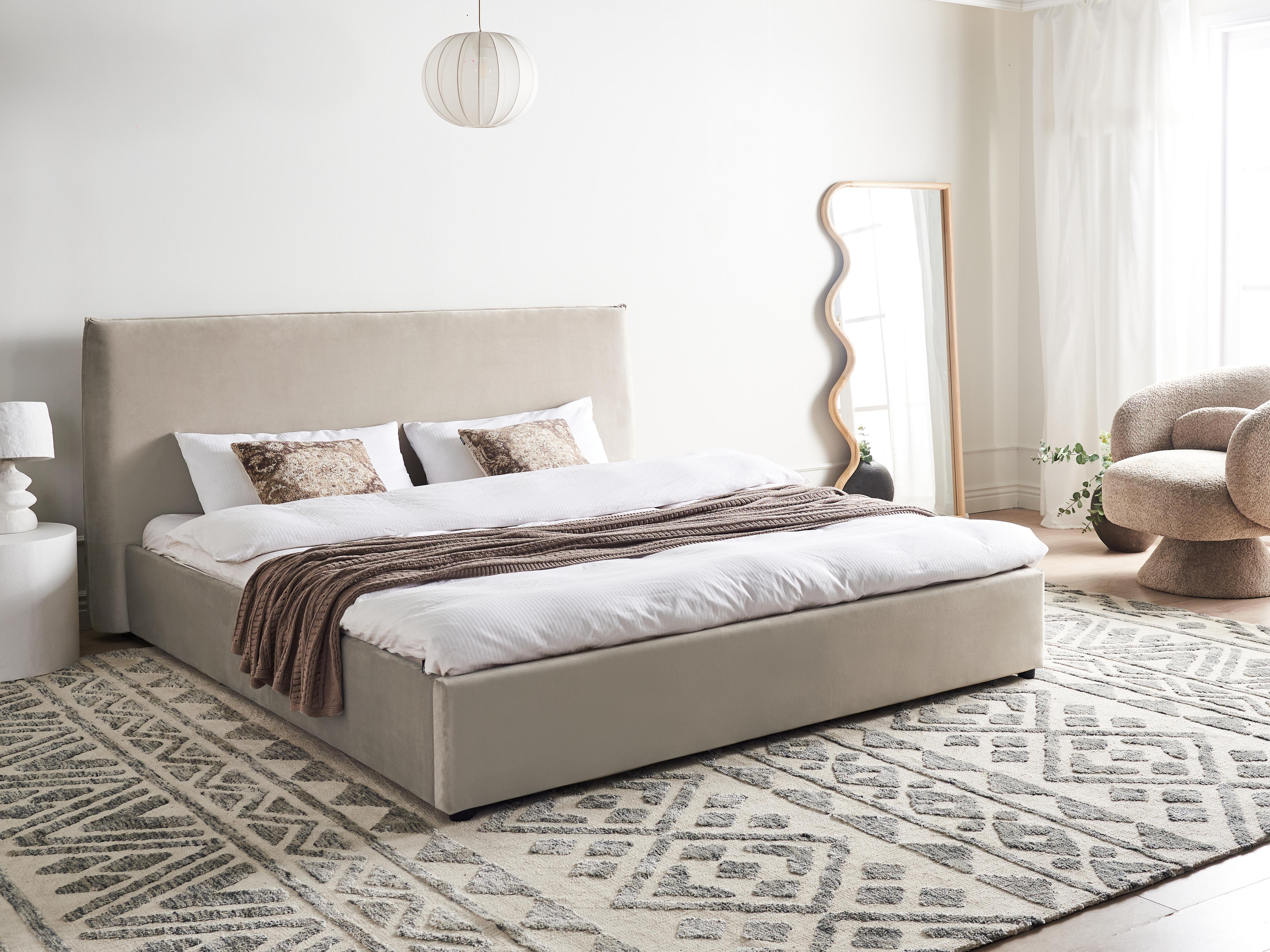 Waterbed Velvet LAVAUR 180 x 200 cm (EU Super King) Taupe