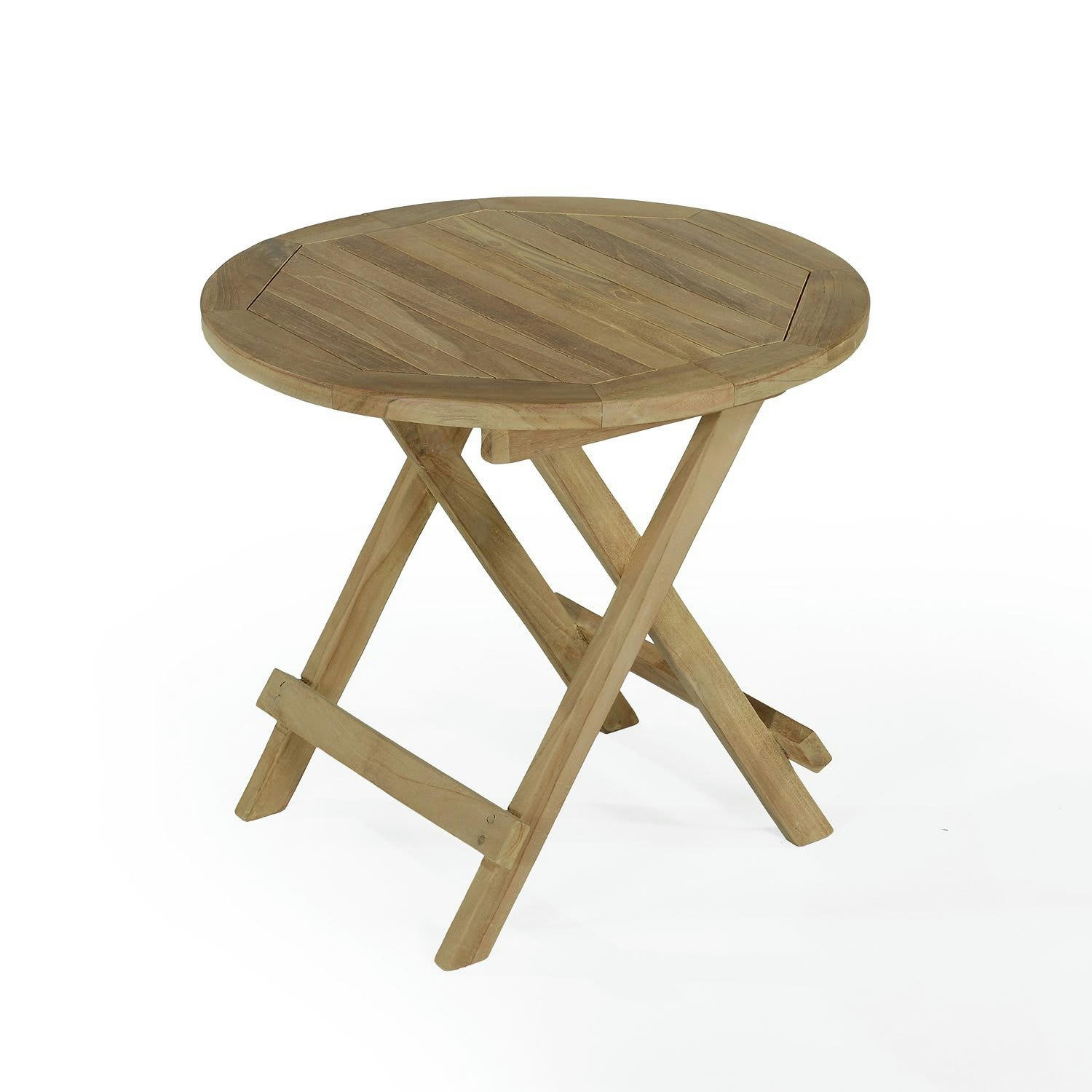 KUTA - Table basse pliante de jardin en teck massif D 50 cm