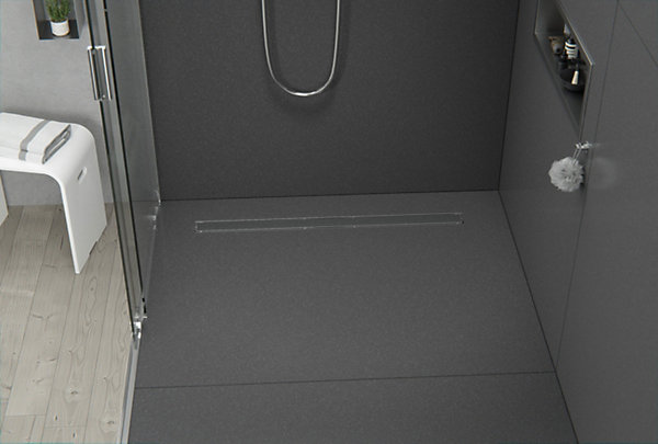 Caniveau de douche à l'italienne Acier inox à carreler avec Siphon, Drain de cabine Filtre anti-odeurs - FlexGT01-3 - 100cm