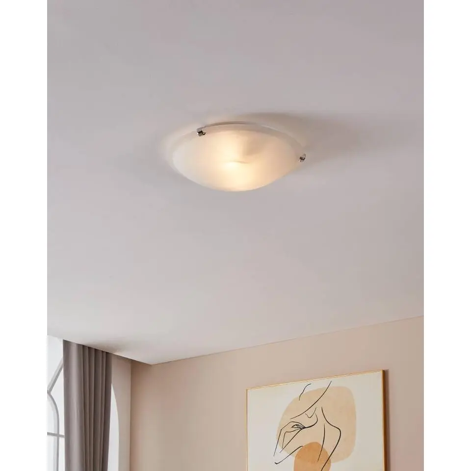 EGLO Salome Plafonni&egrave;re - E27 - Glas - Wit/Chroom