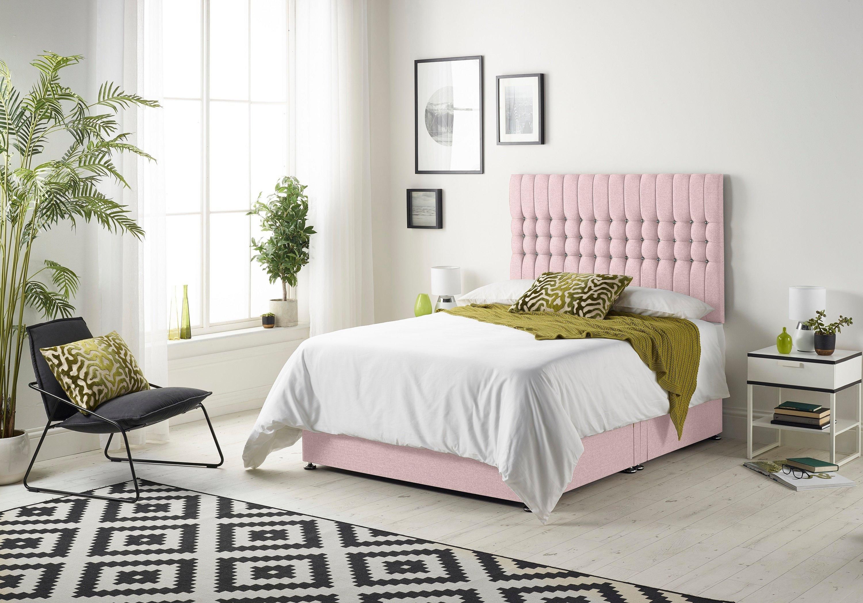 Somnior Galaxy Sprung Memory Foam Divan Bed with Headboard In Plush Fabric