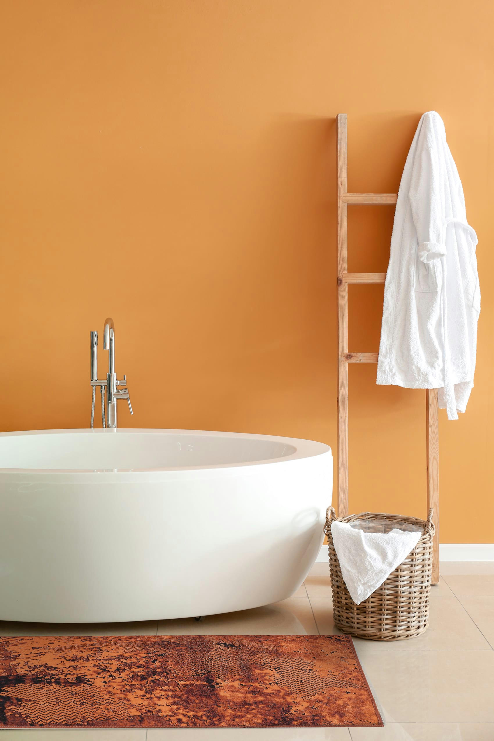 ROOM 9 - Tapis de bain vintage tons orangé 80x150