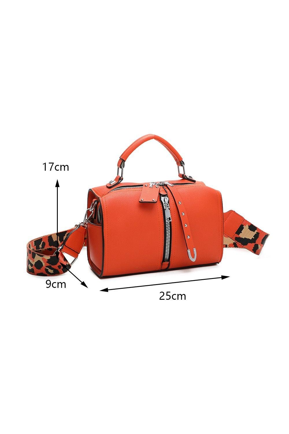 Fontanella Fashion Loma Triple Zip Jacket-Style PU Crossbody Handbag with Canvas Strap