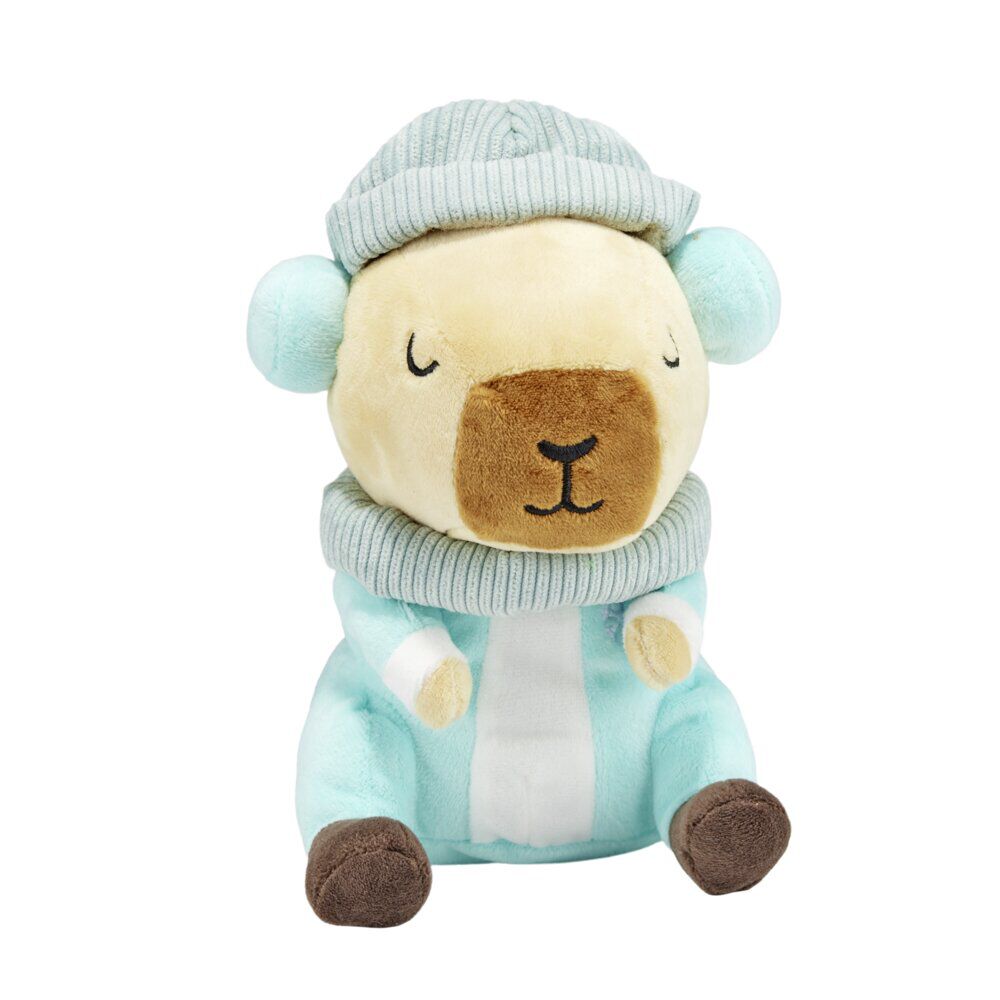 Peluche doudou enfant capybara tenue hiver polyester 11x14xH20cm (2 modèles)