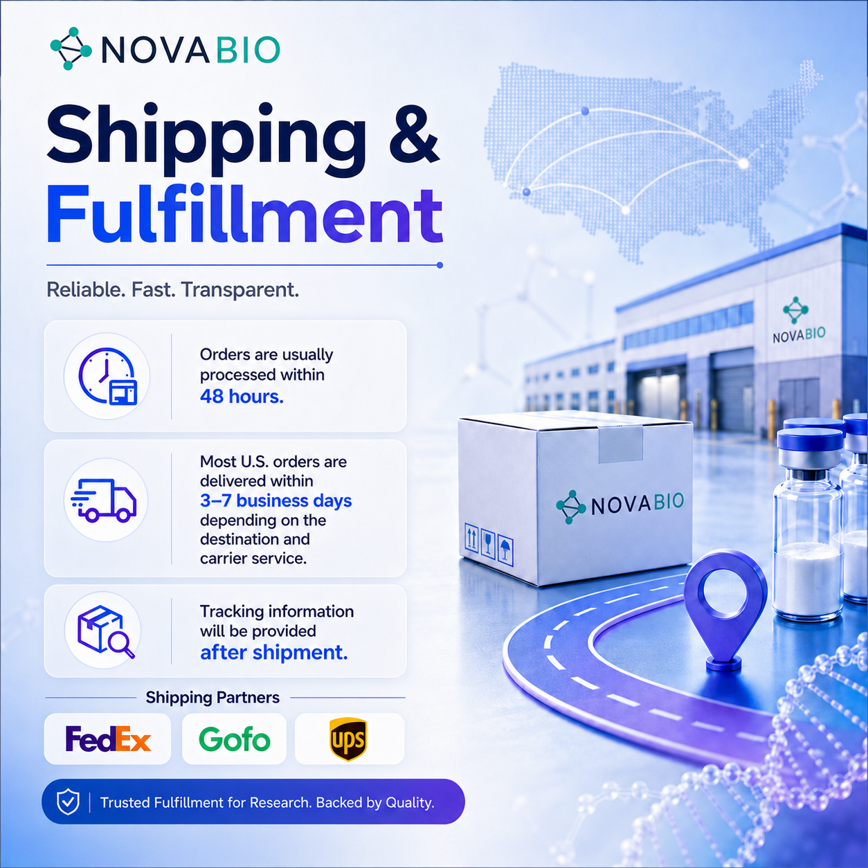 NOVABIO U.S. warehouse shipping and fulfillment