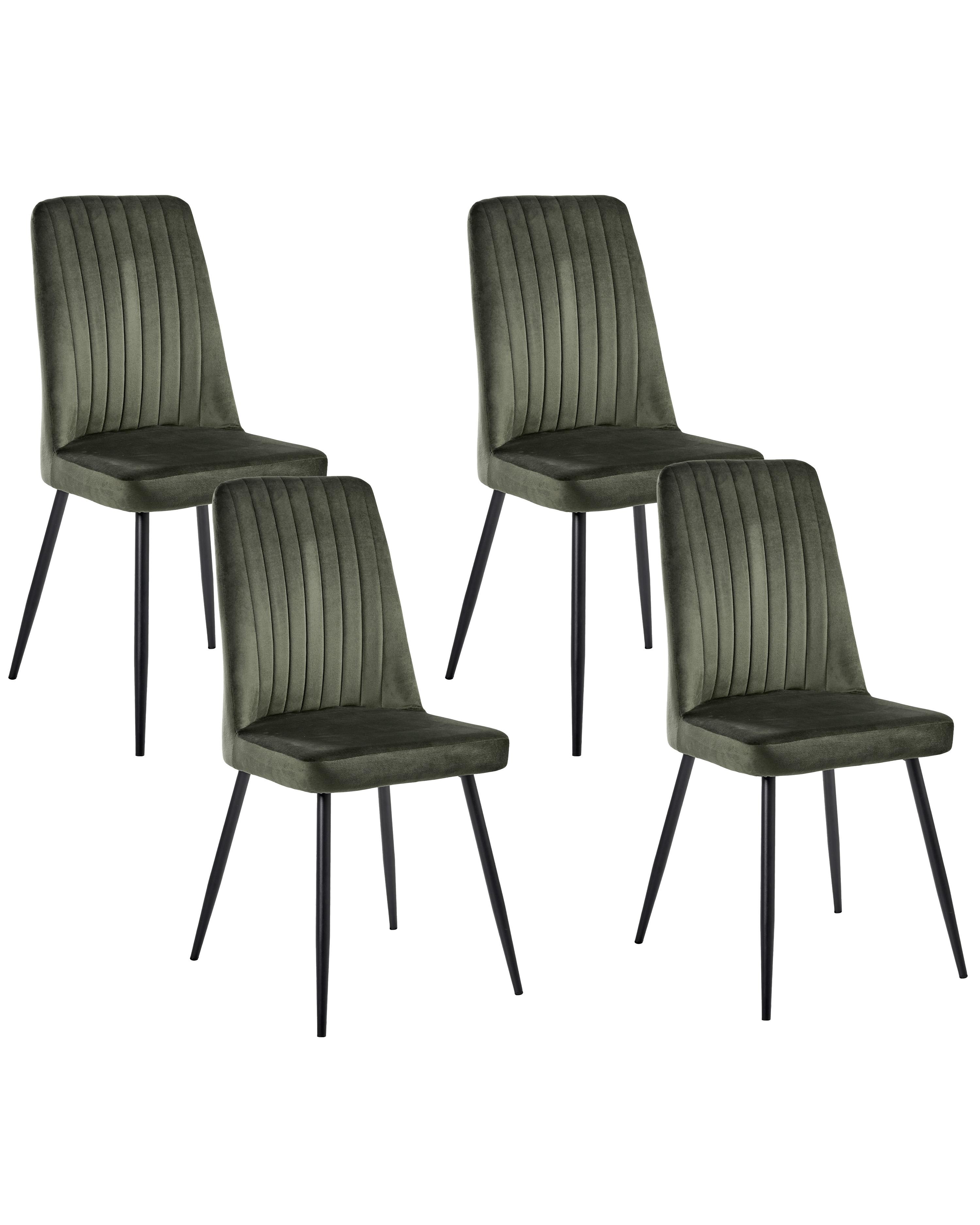 Set of 4 Dining Chairs KIRBY Velvet Dark Green