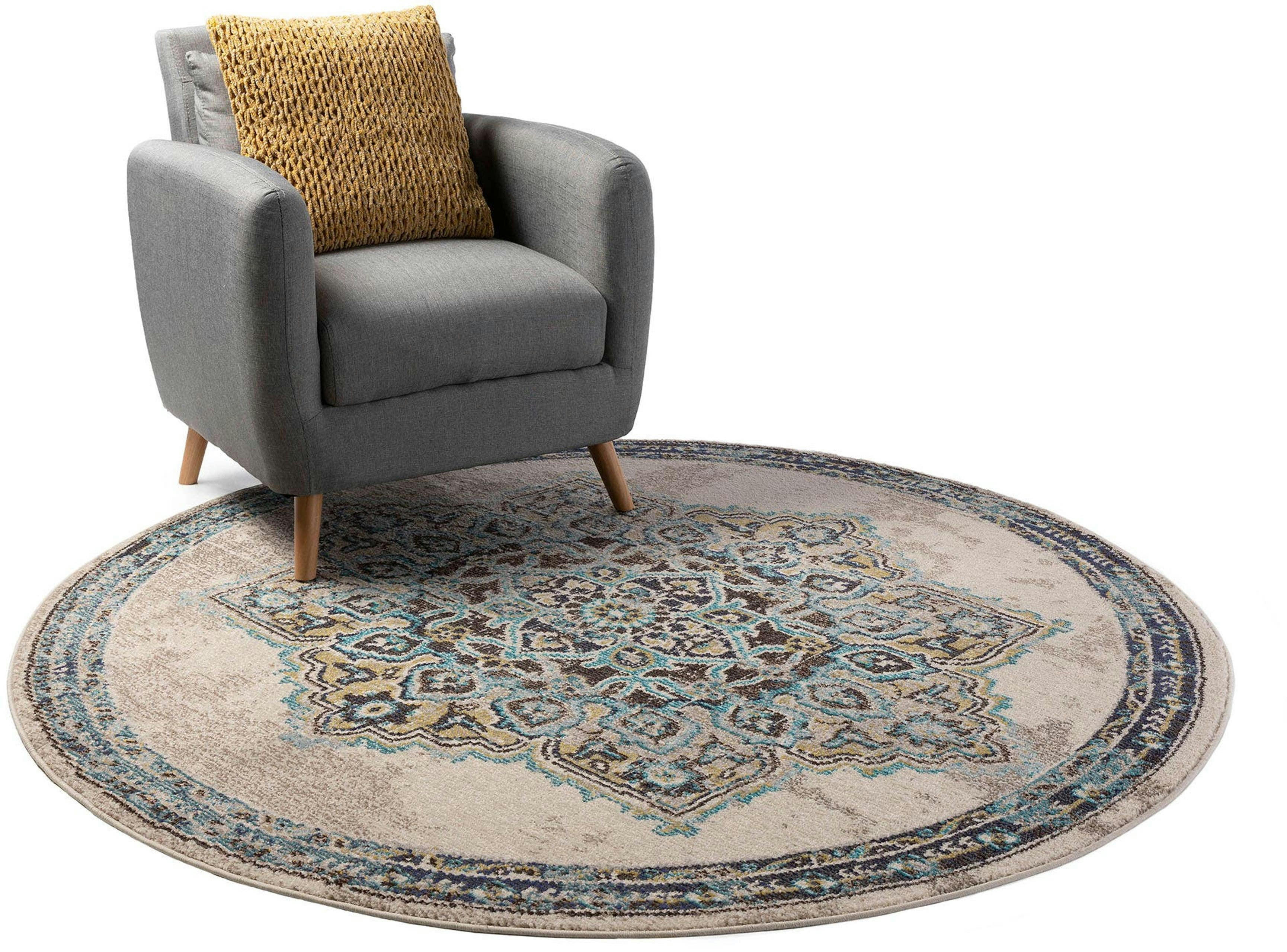 CASA - Tapis rond beige D 180