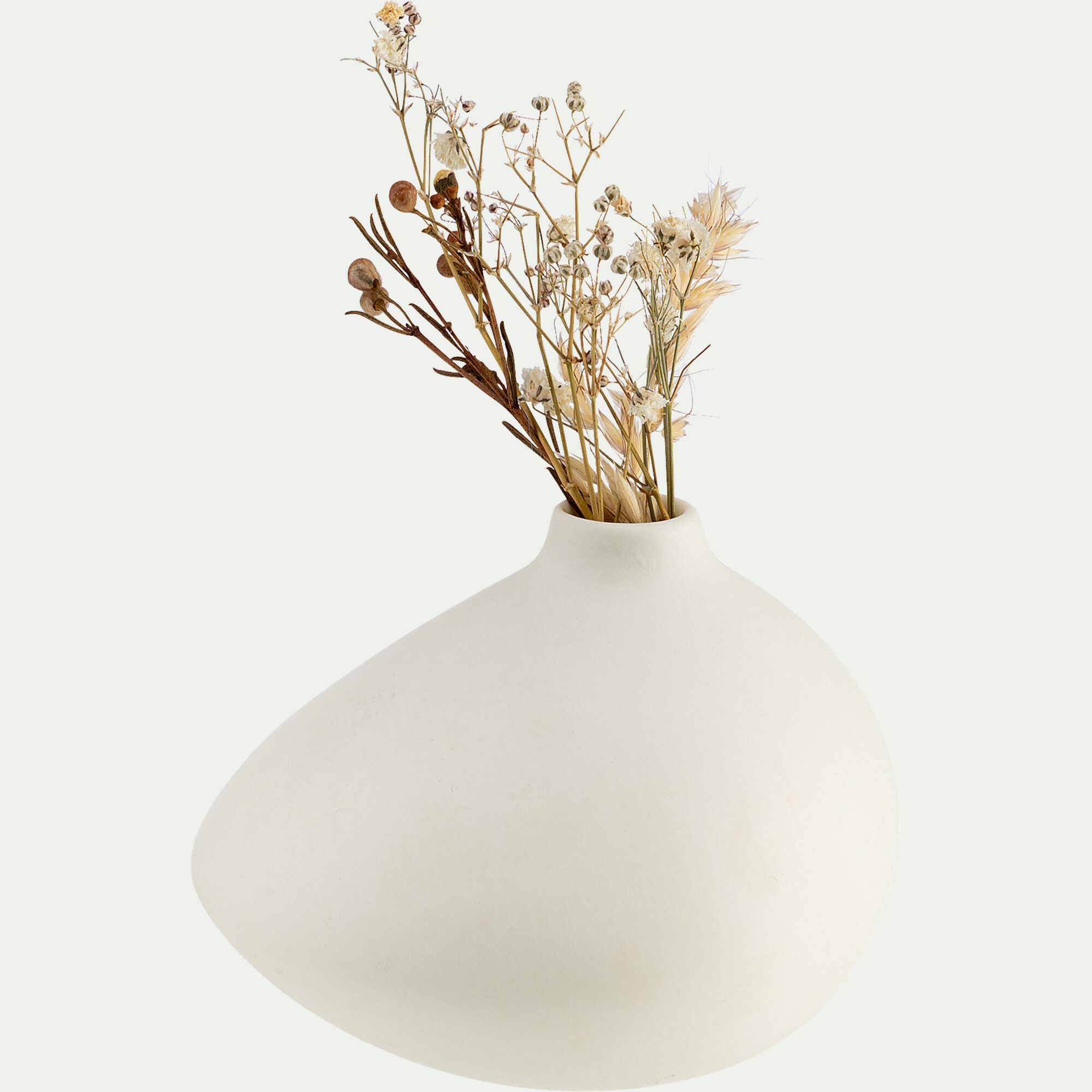 BEL - Vase asymétrique en grès - blanc H8,5cm